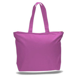Q-Tees Q611 - Durable Canvas Zippered Tote Bag with Pockets