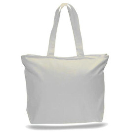 Q-Tees Q611 - Bolso Tote de Lona con Cremallera y Refuerzos