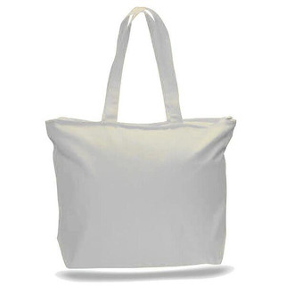 Q-Tees Q611 - Durable Canvas Zippered Tote Bag with Pockets