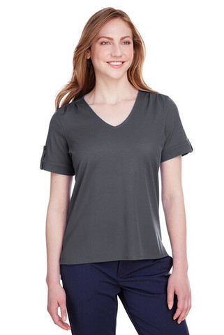 Devon & Jones DG20WB - Ladies CrownLux Performance Plaited Rolled-Sleeve Top