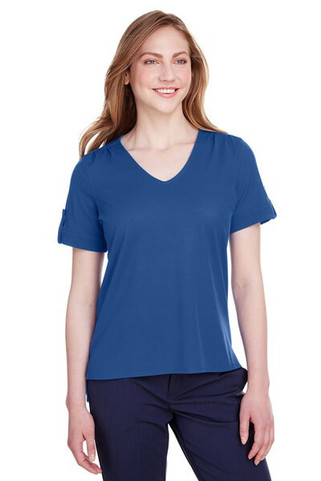 Devon & Jones DG20WB - Ladies CrownLux Performance Plaited Rolled-Sleeve Top