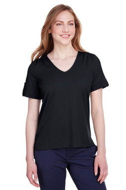 Devon & Jones DG20WB - Ladies CrownLux Performance Plaited Rolled-Sleeve Top