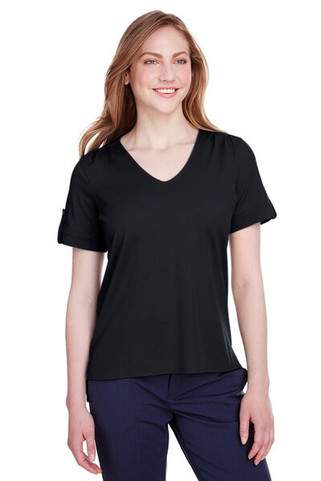 Devon & Jones DG20WB - Ladies CrownLux Performance Plaited Rolled-Sleeve Top