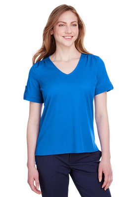 Devon & Jones DG20WB - Ladies CrownLux Performance Plaited Rolled-Sleeve Top