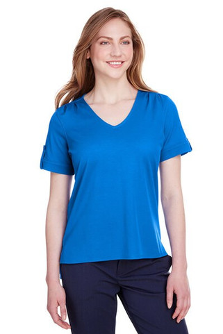 Devon & Jones DG20WB - Ladies CrownLux Performance Plaited Rolled-Sleeve Top