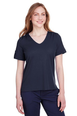 Devon & Jones DG20WB - Ladies CrownLux Performance Plaited Rolled-Sleeve Top