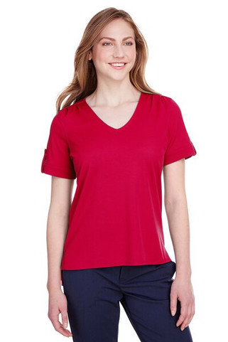 Devon & Jones DG20WB - Ladies CrownLux Performance Plaited Rolled-Sleeve Top