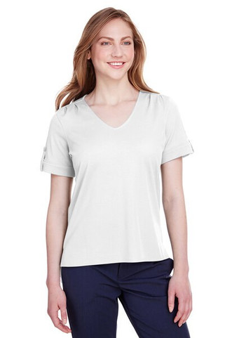 Devon & Jones DG20WB - Ladies CrownLux Performance Plaited Rolled-Sleeve Top