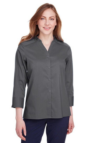 Devon & Jones DG560W - Blusa Elegante de Algodón con Mangas 3/4 para Mujer
