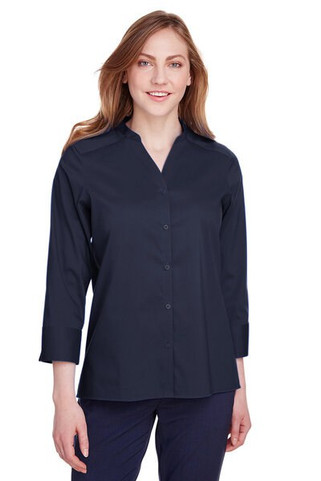 Devon & Jones DG560W - Blusa Elegante de Algodón con Mangas 3/4 para Mujer