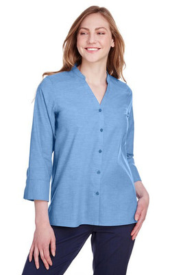 Devon & Jones DG562W - Blouse Élégante en Chambray Stretch pour Femmes
