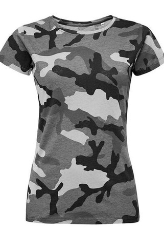 SOLS 01187 - Camo Women Round Collar T Shirt