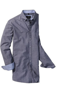 Russell Collection RU920M - Heren Lange Mouw Getailleerd WASHED OXFORD Overhemd