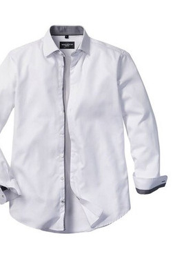 RUSSELL COLLECTION RU964M - MEN'S LONG SLEEVE TAILORED CONTRAST HERRINGBONE SHIRT