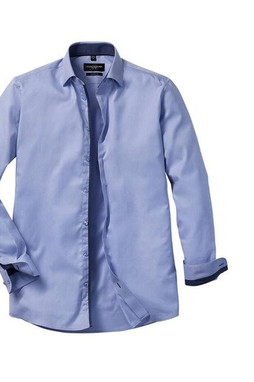RUSSELL COLLECTION RU964M - MENS LONG SLEEVE TAILORED CONTRAST HERRINGBONE SHIRT