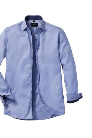 Russell Collection RU964M - MENS LONG SLEEVE TAILORED CONTRAST HERRINGBONE SHIRT