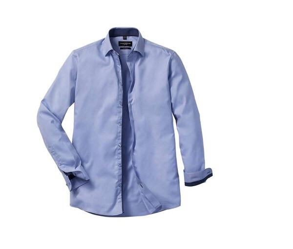 Russell Collection RU964M - MEN'S LONG SLEEVE TAILORED CONTRAST HERRINGBONE SHIRT