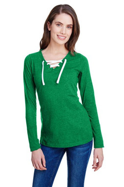 LAT LA3538 - LAT Ladies Long Sleeve Lace-Up Fine Jersey Tee