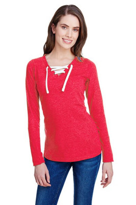 LAT LA3538 - LAT Ladies' Long Sleeve Lace-Up Fine Jersey Tee