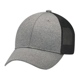 AJM 4H647M - Polyester Heather / Soft Polyester Mesh 6 Panel Constructed Full-Fit (Mesh Back)