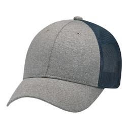 AJM 4H647M - Polyester Heather / Soft Polyester Mesh 6 Panel Constructed Full-Fit (Mesh Back)