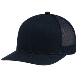 AJM 8E019M - Deluxe Chino Twill / Polyester Mesh 6 Panel Constructed Pro-Round (Mesh Back)