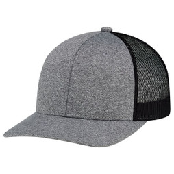 AJM 8H018M - Polyester Heather / Polyester Mesh 6 Panel Constructed Pro-Round (Mesh-Back)