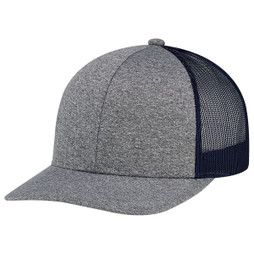 AJM 8H018M - Polyester Heather / Polyester Mesh 6 Panel Constructed Pro-Round (Mesh-Back)