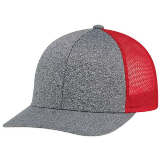 AJM 8H018M - Polyester Heather / Polyester Mesh 6 Panel Constructed Pro-Round (Mesh-Back)