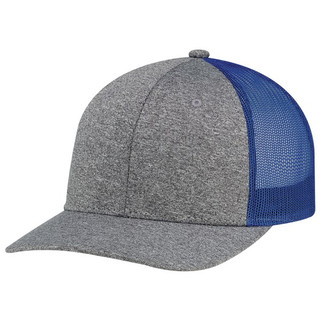 AJM 8H018M - Polyester Heather / Polyester Mesh 6 Panel Constructed Pro-Round (Mesh-Back)