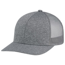 AJM 8H018M - Polyester Heather / Polyester Mesh 6 Panel Constructed Pro-Round (Mesh-Back)