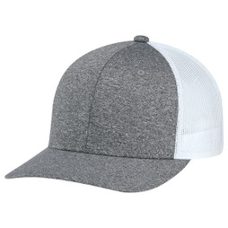 AJM 8H018M - Polyester Heather / Polyester Mesh 6 Panel Constructed Pro-Round (Mesh-Back)