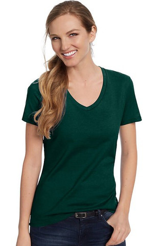 Hanes S04V - Camiseta V-Neck de Algodón para Mujer Hanes Nano-T