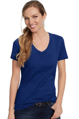 Hanes S04V - Camiseta V-Neck de Algodón para Mujer Hanes Nano-T