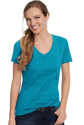 Hanes S04V - Camiseta V-Neck de Algodón para Mujer Hanes Nano-T