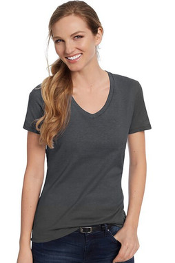 Hanes S04V - Camiseta V-Neck de Algodón para Mujer Hanes Nano-T