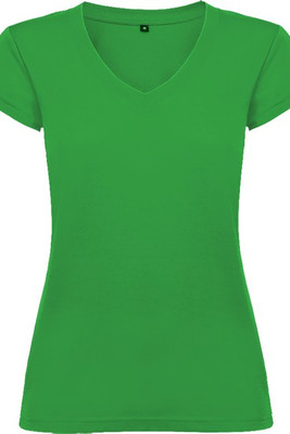 Roly CA6646 - T-shirt Femme Col V Coton avec Finitions Côtelées