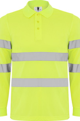 Roly HV9306 - POLARIS L/S Polo technique manches longue haute visibilité avec deux bandes refléchissantes sur manches