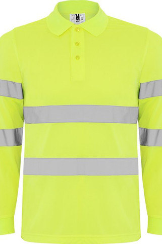 Roly HV9306 - POLARIS L/S Polo technique manches longue haute visibilité avec deux bandes refléchissantes sur manches