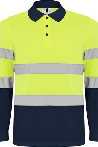 Roly HV9306 - POLARIS L/S Technical high-visibility long-sleeve polo shirt