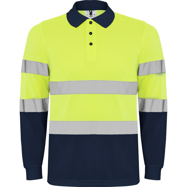 Roly HV9306 - POLARIS L/S Technical high-visibility long-sleeve polo shirt