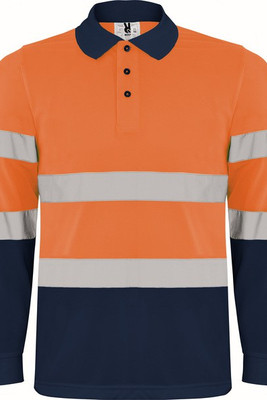 Roly HV9306 - POLARIS L/S Technical high-visibility long-sleeve polo shirt