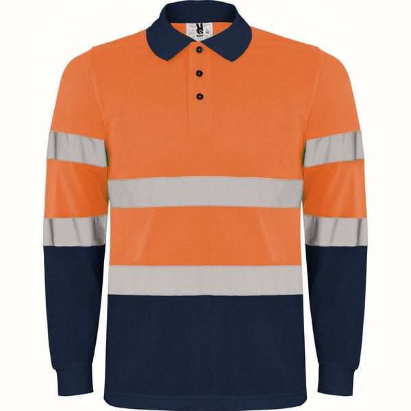Roly HV9306 - POLARIS L/S Technical high-visibility long-sleeve polo shirt