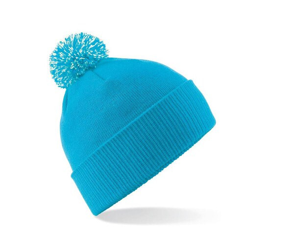 Beechfield BF450 - Trendy Beanie med Tofarvet Pompom
