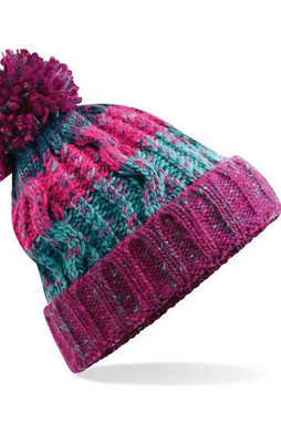 Beechfield BF486 - Corkscrew beanie with pompom