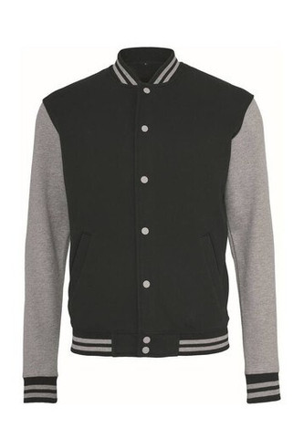 Build Your Brand BY015 - Stylish Black & White Baseball Fleece Sweatshirt