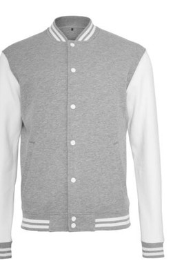 Build Your Brand BY015 - Stylish Black & White Baseball Fleece Sweatshirt