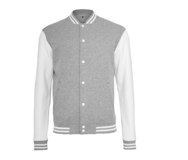 Build Your Brand BY015 - Stylish Black & White Baseball Fleece Sweatshirt