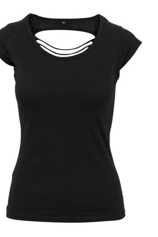 Build Your Brand BY035 - Woman T-shirt back lacerated