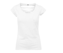 BUILD YOUR BRAND BY035 - T-shirt femme dos lacéré